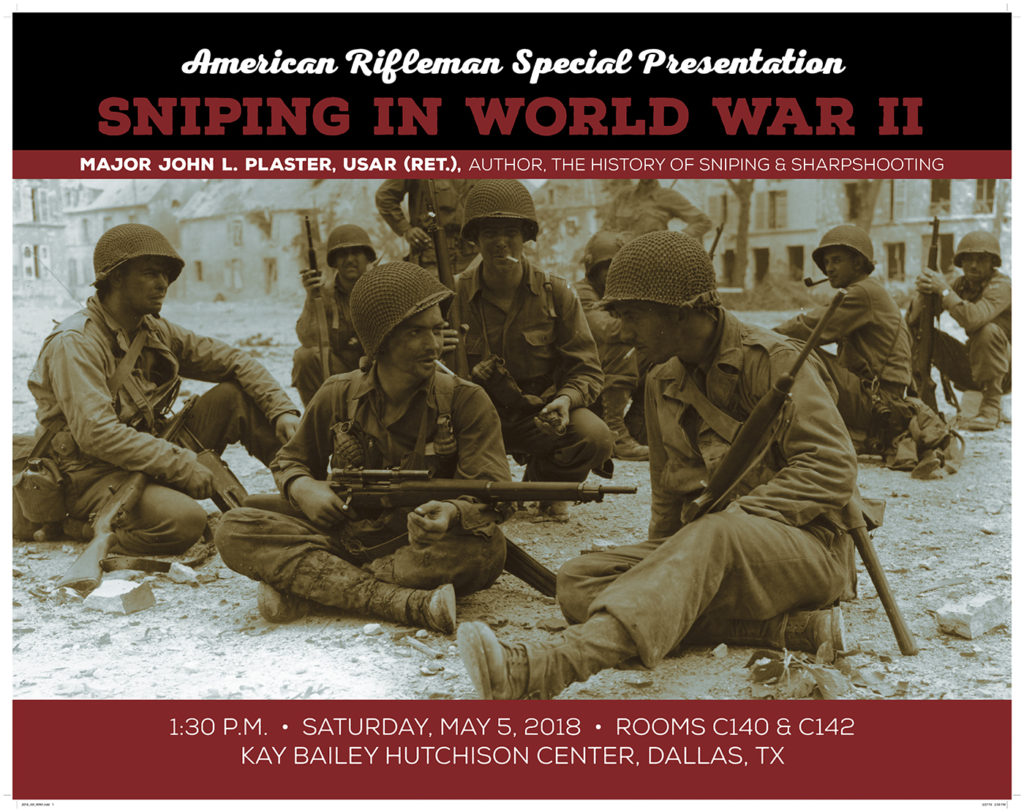 Sniping in WWII by Major John Plaster seminar for the NRA Convention 2018